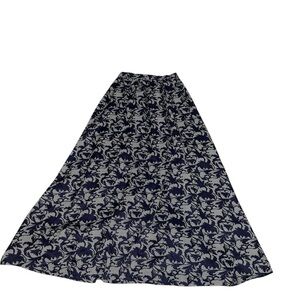 Shabby Apple Ball Gown Maxi Skirt Navy White Floral cotton Full Formal Size 8